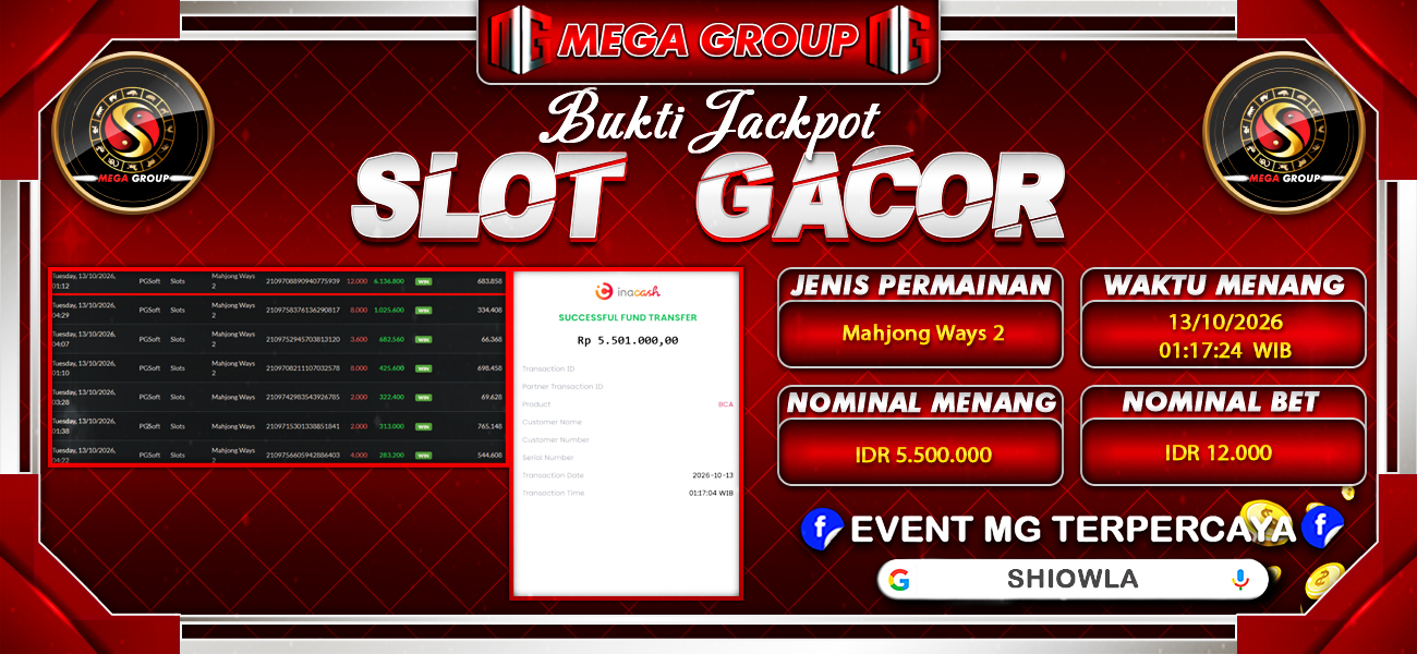 Bukti JP situs Shiowla hari Selasa, 13 Oktober 2026